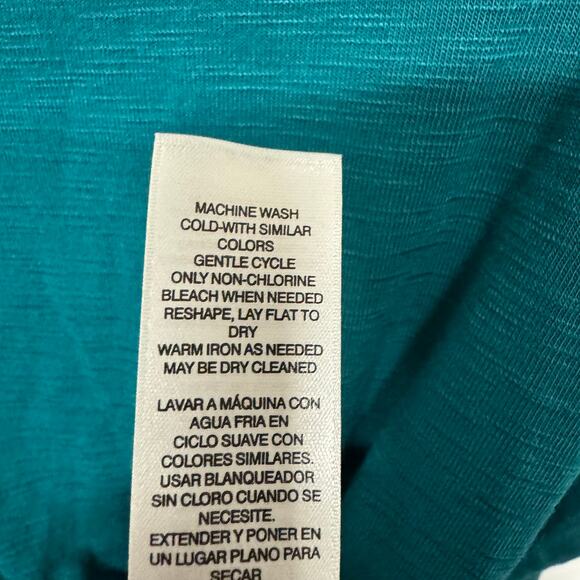 Chicos Womens Teal Green Long Sleeve Top T-Shirt High Low Size 1P Medium Petite - Picture 9 of 11